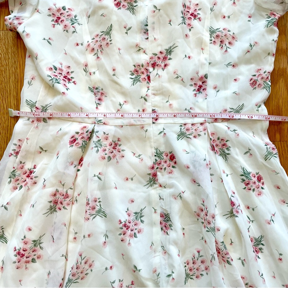 NWT | Allegra K | Floral Lace-up Chiffon Dress | XS - Picture 12 of 15